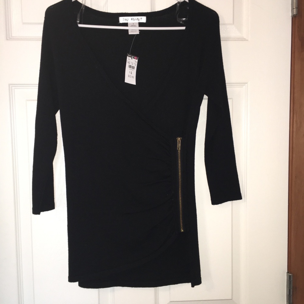 V neck zip sweater